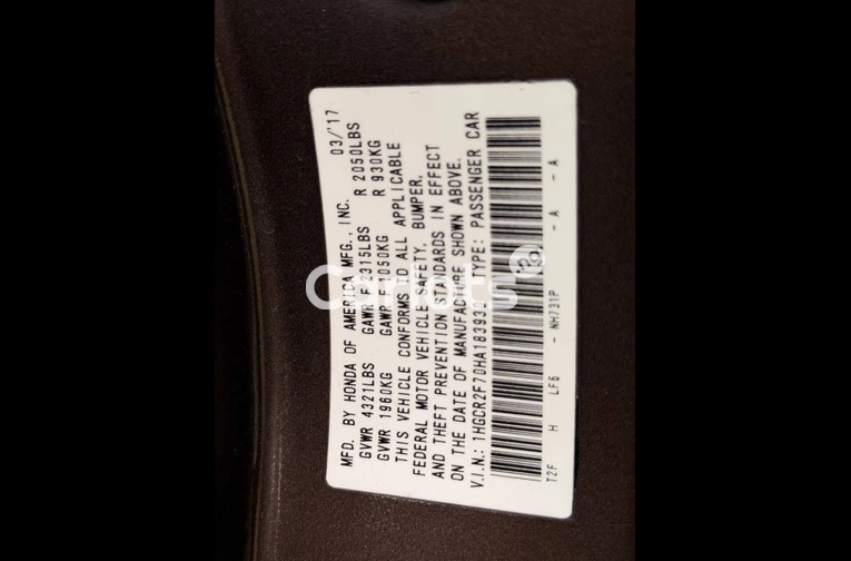 2017 HONDA ACCORD EXL - 6/7