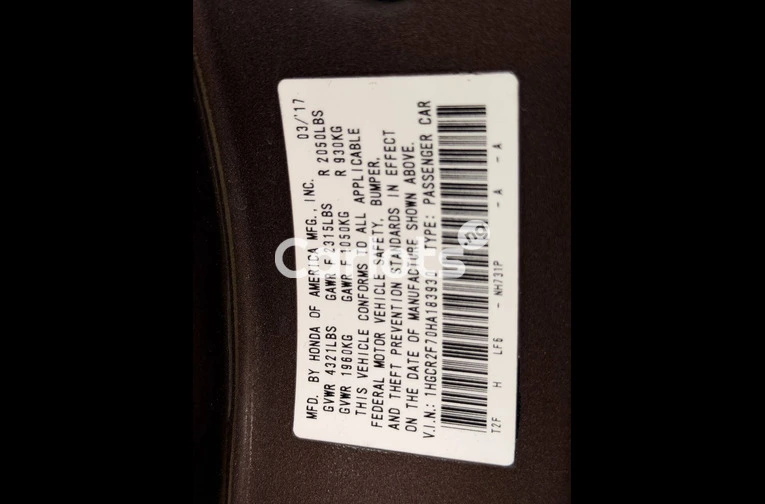 2017 HONDA ACCORD EXL for sale in Garki, FCT - thumbnail 5